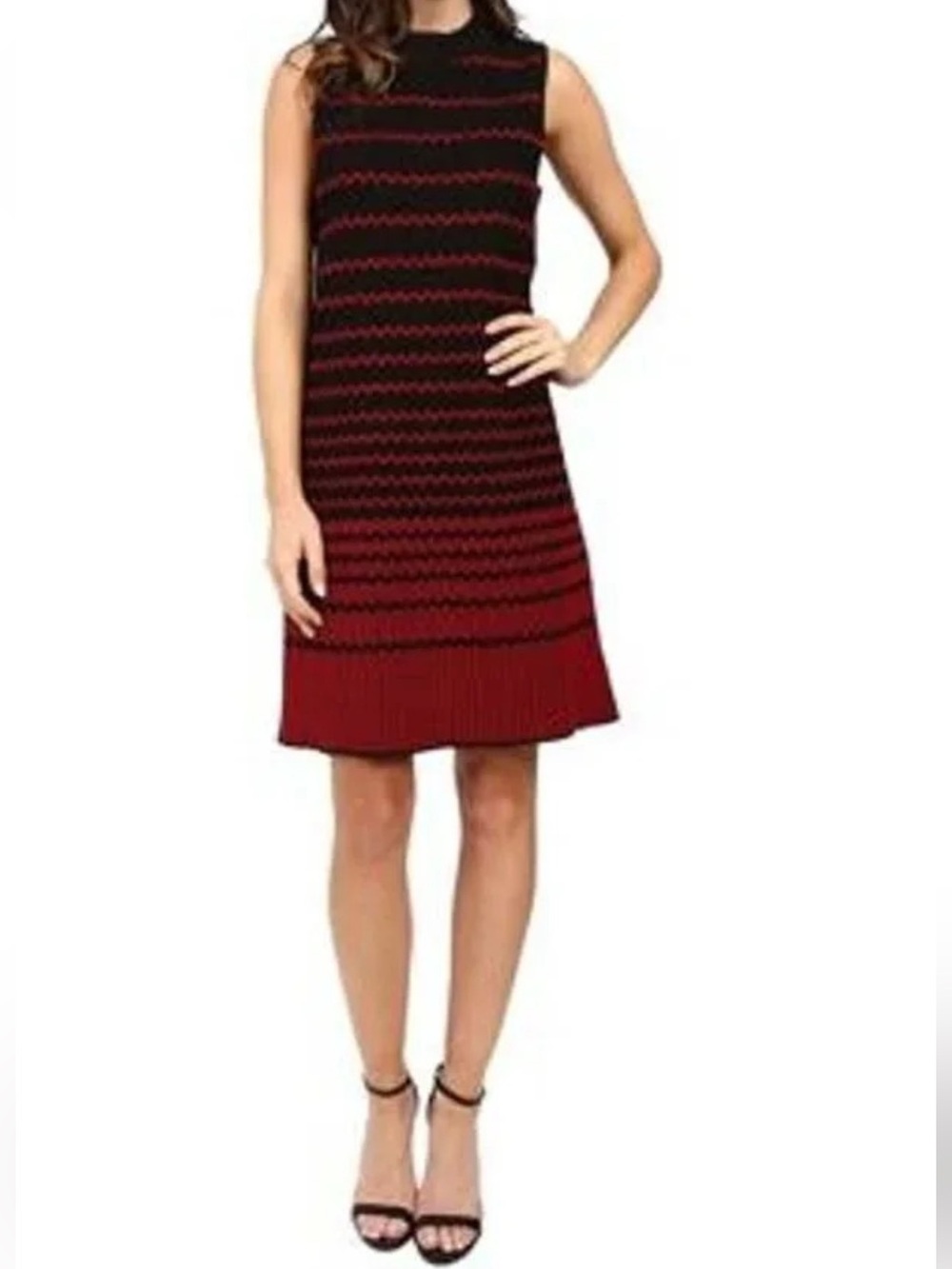 Nic+Zoe Fall Fever Jacquard shift dress in Black & Red size Large
